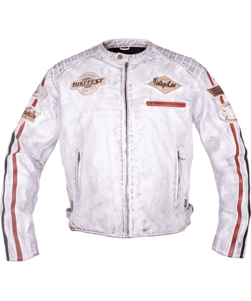 Men's Leather Motorcycle Jackets W-TEC: Vyriška odinė motociklininko striukė W-TEC Sheawen White New