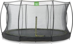 EXIT Silhouette ground trampoline ø427cm with safety net - black Outdoor Round Coil spring Sunken trampoline