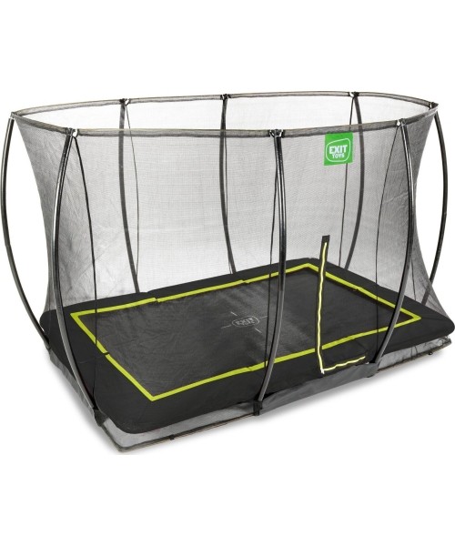 EXIT Silhouette ground trampoline 214x305cm with safety net - black Outdoor Rectangular Coil spring Sunken trampoline