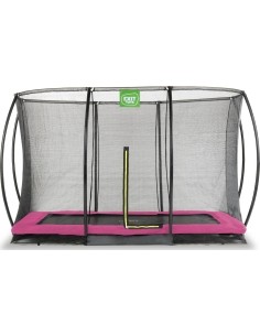 EXIT Silhouette ground trampoline 244x366cm with safety net - pink Outdoor Rectangular Coil spring Sunken trampoline