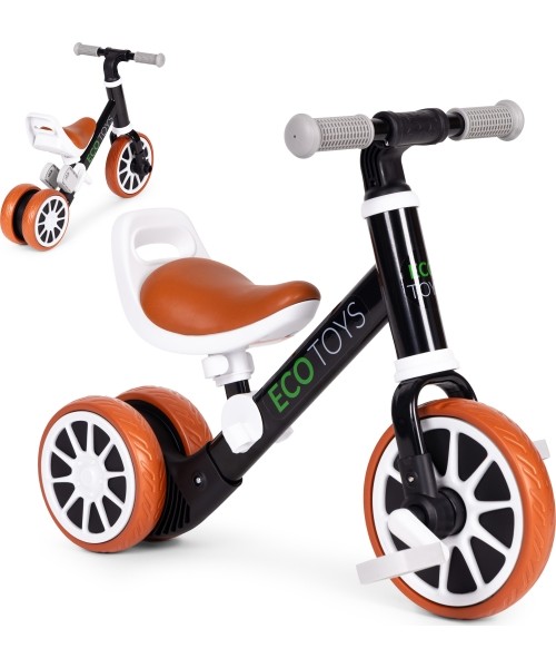 Laste tõukerattad Eco Toys: Bėgimo dviratis su pedalais 2in1 juodas ECOTOYS
