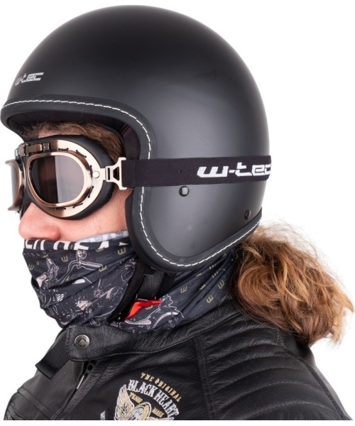 Avatud näoga kiivrid W-TEC: "Chopper" šalmas W-TEC Badachos su "Steamrust" akiniais