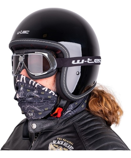 Avatud näoga kiivrid W-TEC: Chopper šalmas W-TEC Badachos su Atavist akiniais