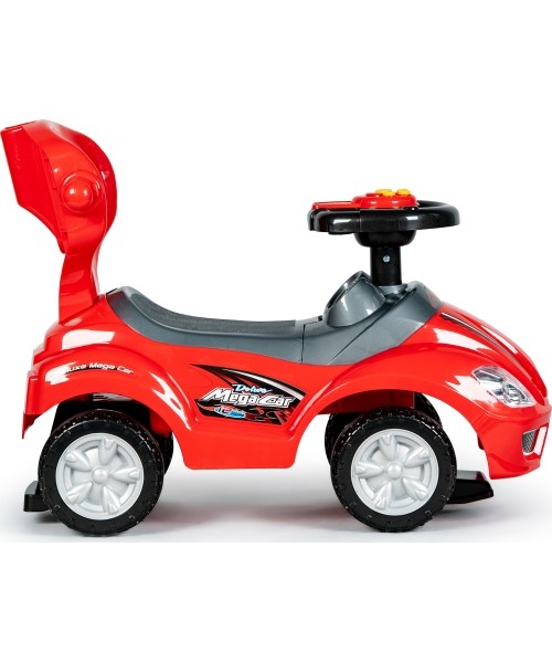 Go-Karts for Children : Raitelis, vaikštynė, stūmiklis 3in1 deluxe su muzikiniu skydeliu raudona