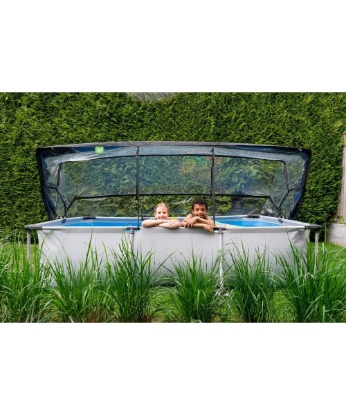 EXIT Soft Grey pool 300x200x65cm with filter pump and dome - grey