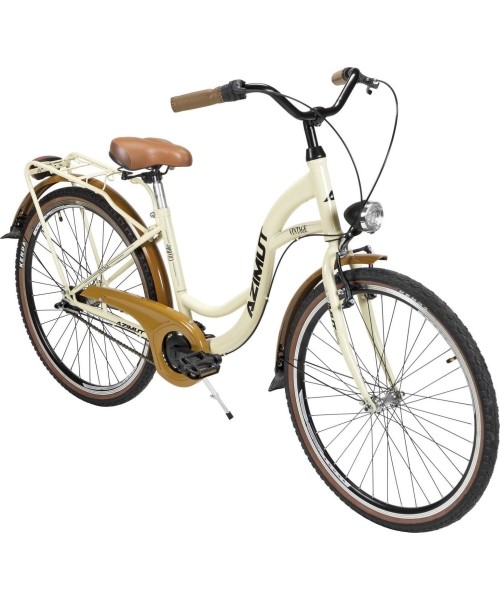Linnarattad : Dviratis AZIMUT Vintage 26" 3-speed 2023 cream-brown shiny