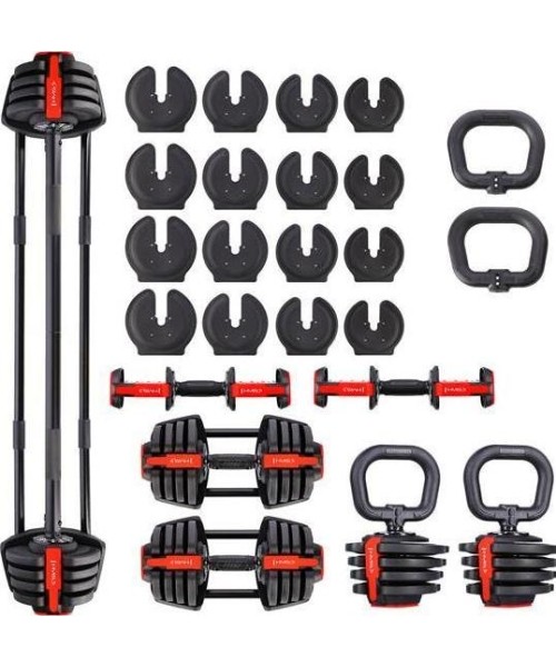 Adjustable Dumbbells HMS: SGR18 PRO SET 3IN1 REGULIUOJAMI HANTELIAI 20 KG HMS