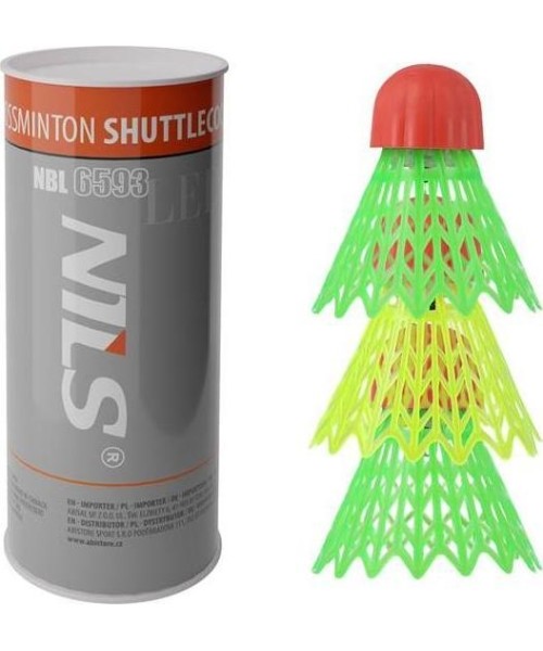 Sulgpallid Nils: Greitojo badmintono plunksniukai Nils NBL6593, nailonas, LED, 3 vnt.
