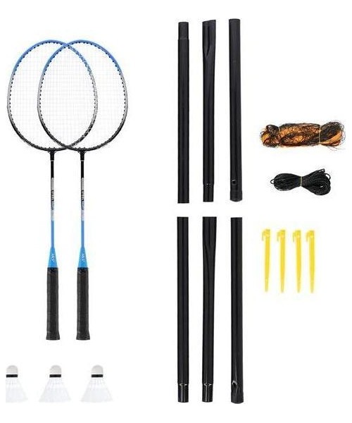 Sulgpalli komplektid Nils: Badmintono rinkinys Nils NRZ012, plienas, 2 raketės, 3 badmintono plunksniukai, tinklas 195 x 22 c...