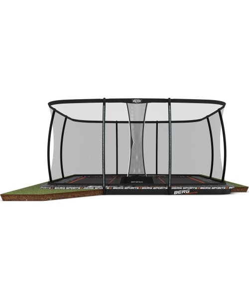 Maasisse paigaldatavad batuudid BERG: BERG SPORTS Ultim Pro Bouncer FlatGround 5x5 + turvavõrk XL