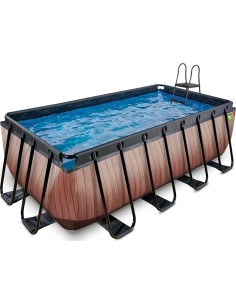 Maapealsed basseinid Exit: EXIT Wood pool 400x200x122cm with sand filter pump - brown