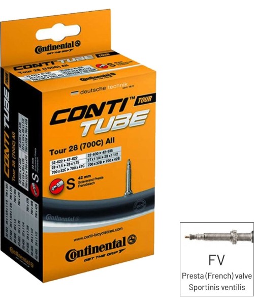 Kindad ja kiivrid : Jalgrattakaamera Continental, 700x28/37C (28/37-609/642) FV 42mm