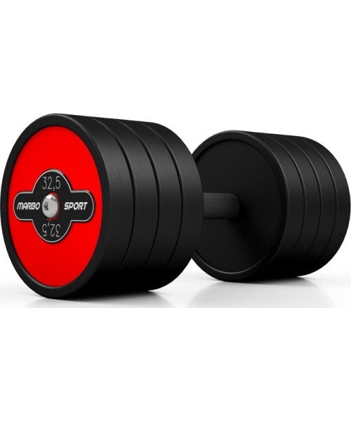 Steel Rubberised Dumbbell Marbo Sport, 32.5kg, Red 