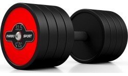 Steel Rubberised Dumbbell Marbo Sport, 32.5kg, Red 