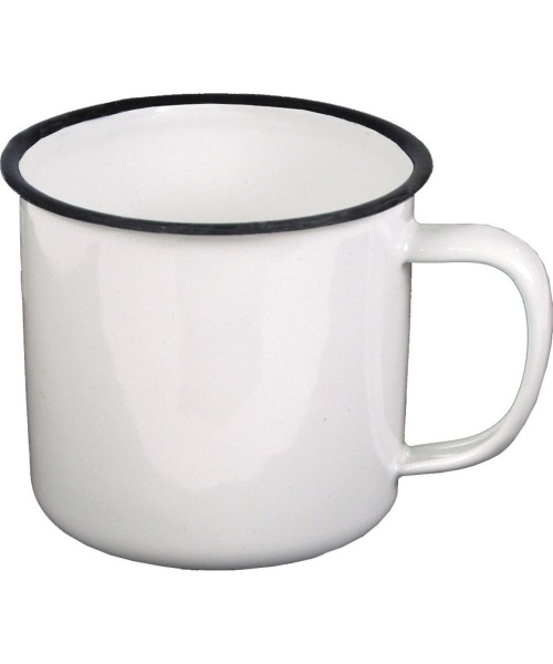 Matkapudelid ja tassid FoxOutdoor: Emaliuotas puodelis MFH, balta-juoda, 350ml