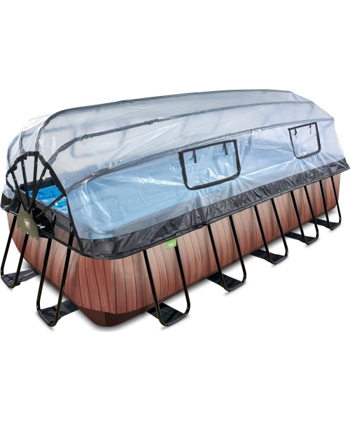 Maapealsed basseinid Exit: Baseinas EXIT Wood 540x250x122cm su stogeliu, kopėtėlėmis ir smėlio filtru
