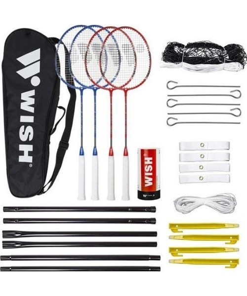 Badminton Sets Wish: ALUMTEC 5566 BADMINTON SET 4 PCS +3 PCS SHUTTLECOCKS+NET+LINES WISH
