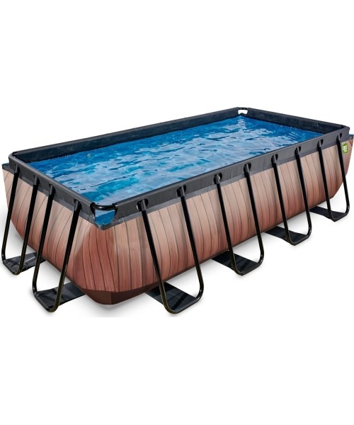 EXIT Wood pool 400x200x100cm with filter pump - brown
