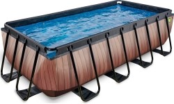 EXIT Wood pool 400x200x100cm with filter pump - brown