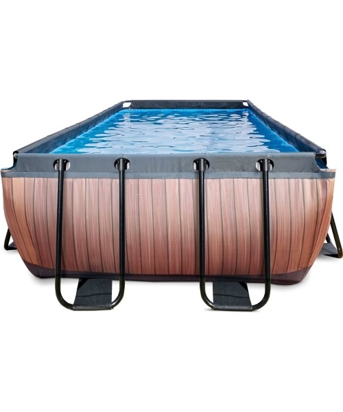 EXIT Wood pool 400x200x100cm with filter pump - brown