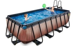 EXIT Wood pool 400x200x100cm with filter pump - brown