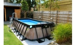 EXIT Wood pool 400x200x100cm with filter pump - brown