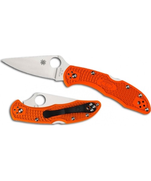 Jahi- ja ellujäämisnoad Spyderco, Inc.: Sulankstomas peilis Spyderco C11FPOR Delica 4, plokščiai šlifuotas, oranžinis