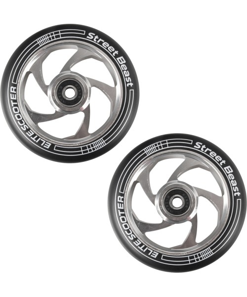Tõukeratta rattad Freestyle inSPORTline, 110 mm, 2 tk, musthõbedane