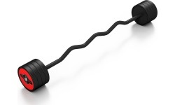Fixed Weight Rubber Curled Barbell Marbo Sport, 35kg, Red