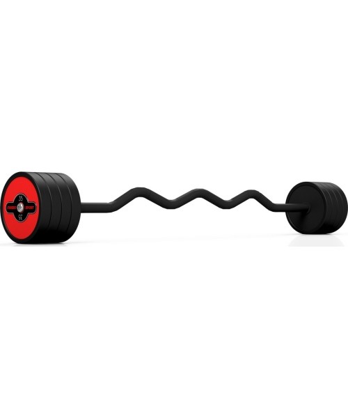 Fixed Weight Rubber Curled Barbell Marbo Sport, 35kg, Red