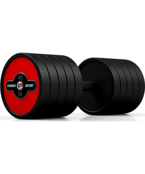 Kummeeritud hantel Marbo, 40 kg, punane