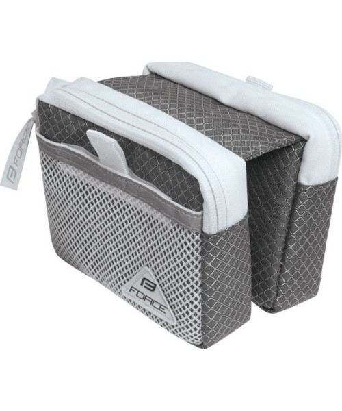 Gloves & Helmets & Accessories : Dviračio krepšys ant rėmo Force Frame, pilkas/baltas, 1l