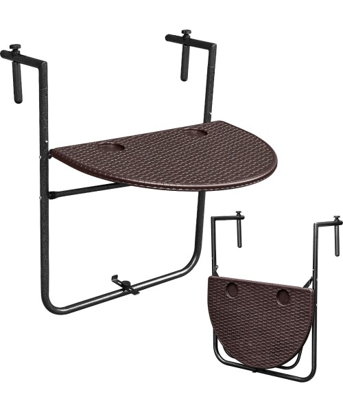 Tables ModernHOME: Balkono stalas sulankstomas, pakabinami turėklai rudi