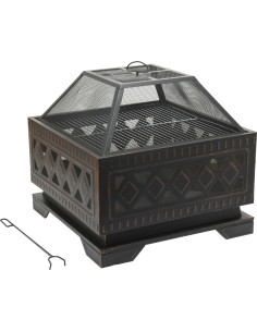 Fireplace SQUARE copper patina with lid