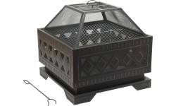 Fireplace SQUARE copper patina with lid