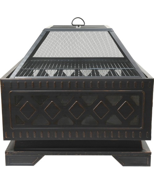 Fireplace SQUARE copper patina with lid