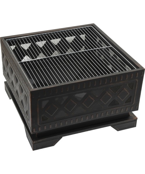 Fireplace SQUARE copper patina with lid