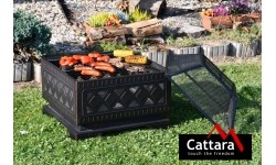 Fireplace SQUARE copper patina with lid