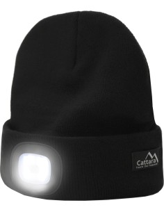 Cap BLACK with LED flashlight USB charging