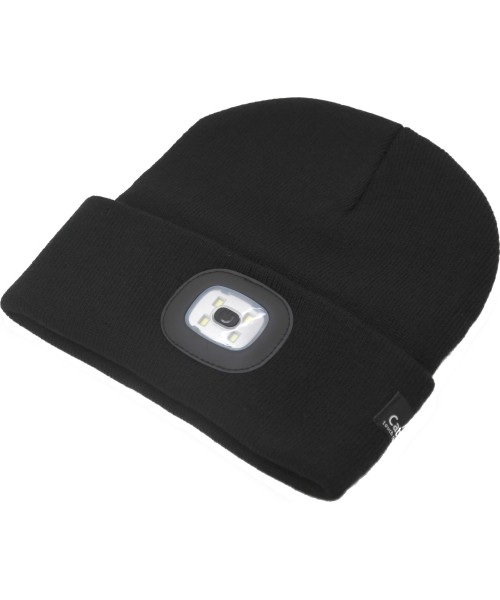 Cap BLACK with LED flashlight USB charging