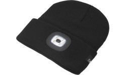 Cap BLACK with LED flashlight USB charging