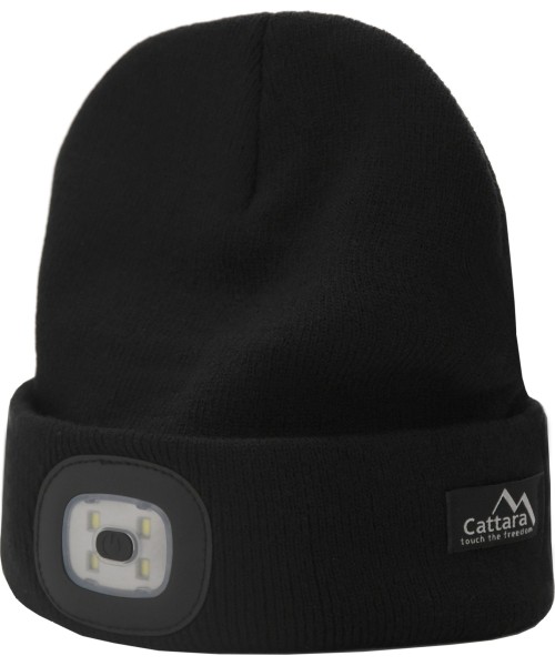 Cap BLACK with LED flashlight USB charging