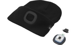 Cap BLACK with LED flashlight USB charging