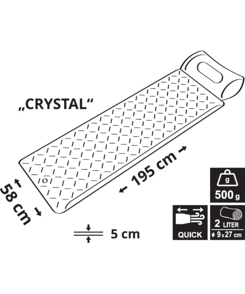 CRYSTAL 195x58x5cm grey