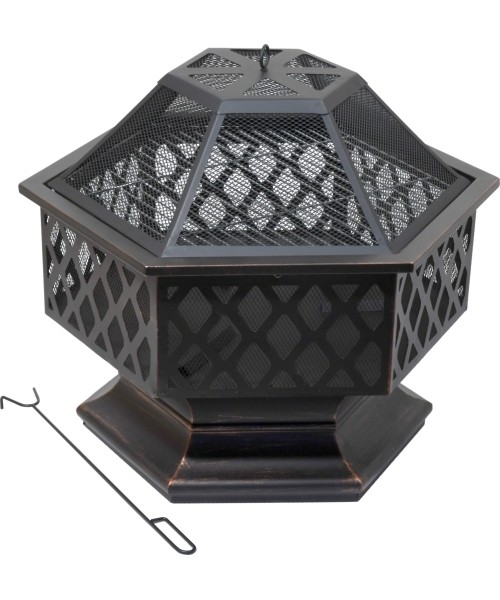 Firepits Cattara: HEXAGON vario patinos židinys su dangčiu