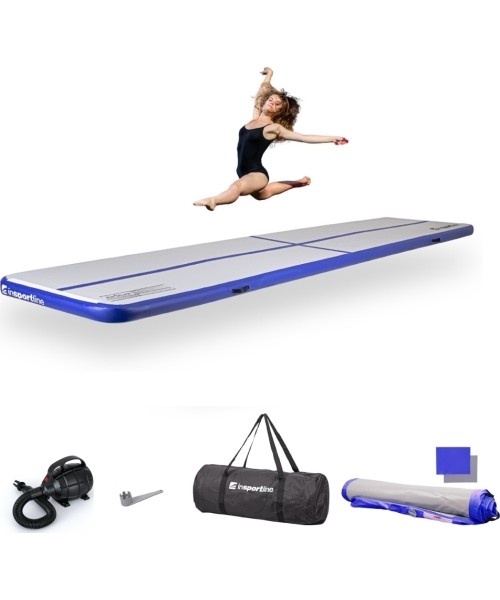 Täispuhutavad matid inSPORTline: Pripučiamas mankštos kilimėlis inSPORTline Airstunt 500 x 100 x 10 cm baltas su elektrine pompa