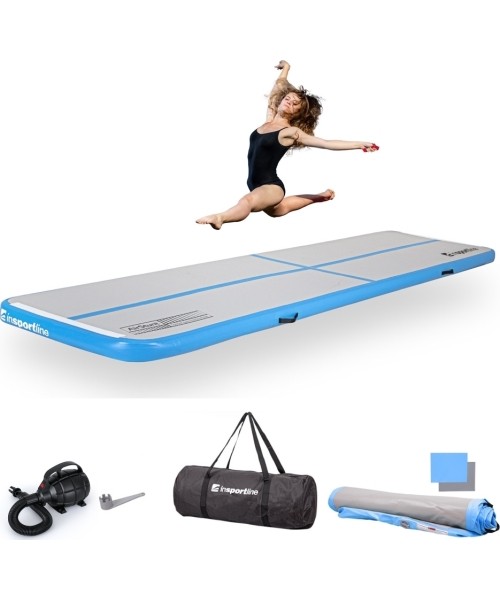 Täispuhutavad matid inSPORTline: Pripučiamas mankštos kilimėlis inSPORTline Airstunt 400 x 100 x 10 cm baltas su elektrine pompa