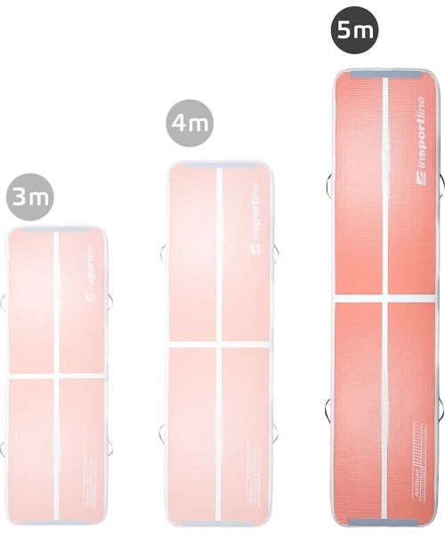 Inflatable Exercise Mat inSPORTline Airstunt 500 x 100 x 10 cm Coral Pink w/ Hand Pump