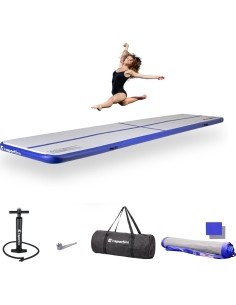 Inflatable Exercise Mat inSPORTline Airstunt 500 x 100 x 10 cm White w/ Hand Pump