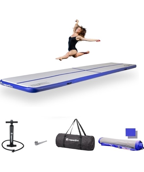 Täispuhutavad matid inSPORTline: Täispuhutav treeningmatt inSPORTline Airstunt 500 x 100 x 10 cm valge koos käsipumbaga